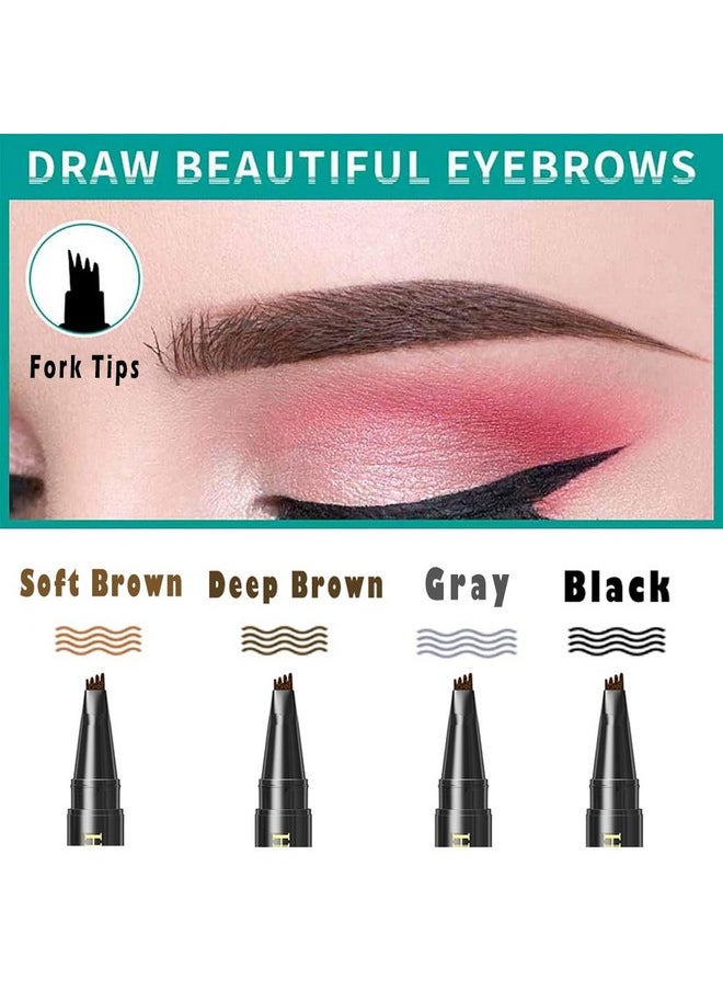 Easy Fill Hair-like Eyebrow Pen, with Liquid Fork-tips Microfilling Applicator, Mimics Natural Brow Makeup by “Linble” (#1 Soft Brown)