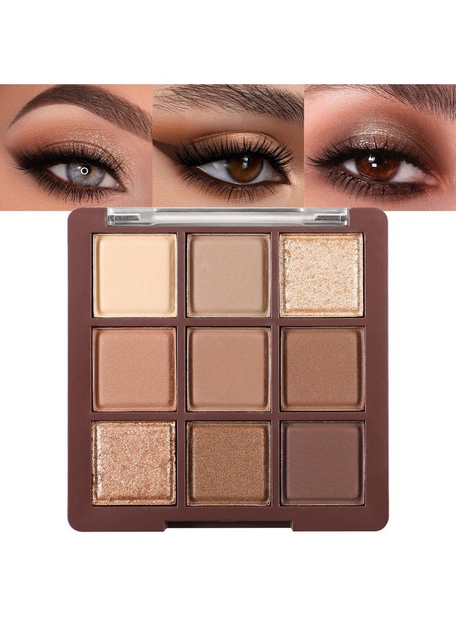 Erinde 9 Colors Eyeshadow Palette, Matte Shimmer Glitter Eye Shadow Palette Makeup, Highly Pigmented Long Lasting Waterproof, Natural Neutral Nude Eyeshadow Makeup Pallet, Chocolate Brown