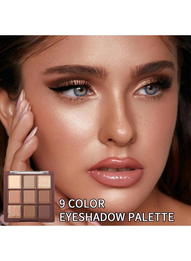 Erinde 9 Colors Eyeshadow Palette, Matte Shimmer Glitter Eye Shadow Palette Makeup, Highly Pigmented Long Lasting Waterproof, Natural Neutral Nude Eyeshadow Makeup Pallet, Chocolate Brown