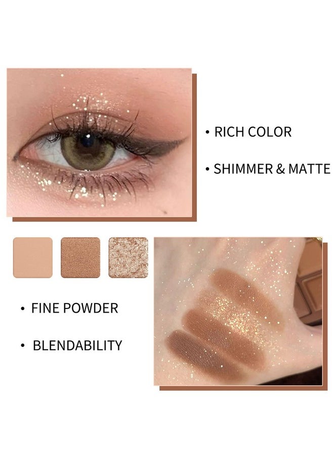 Erinde 9 Colors Eyeshadow Palette, Matte Shimmer Glitter Eye Shadow Palette Makeup, Highly Pigmented Long Lasting Waterproof, Natural Neutral Nude Eyeshadow Makeup Pallet, Chocolate Brown