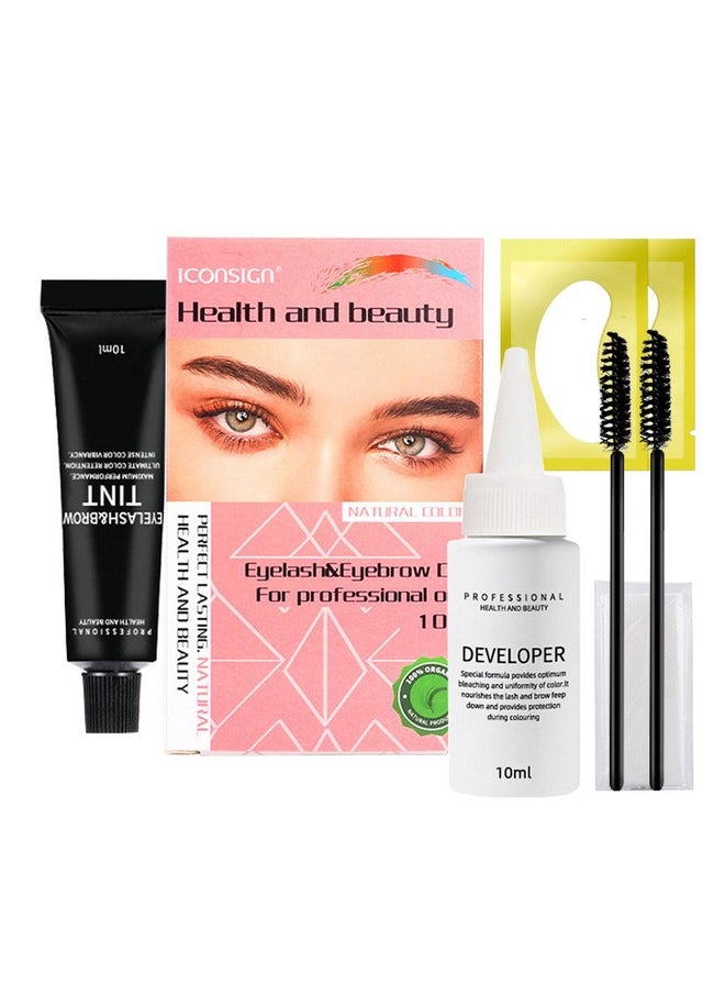 Eyebrow Color Kit, 2 in 1 Eyelash & Eyebrow Color Set- Quick and Thick Coloring Natural Eyebrow Color Kit Professional DIY at Home Use 10ml (black)