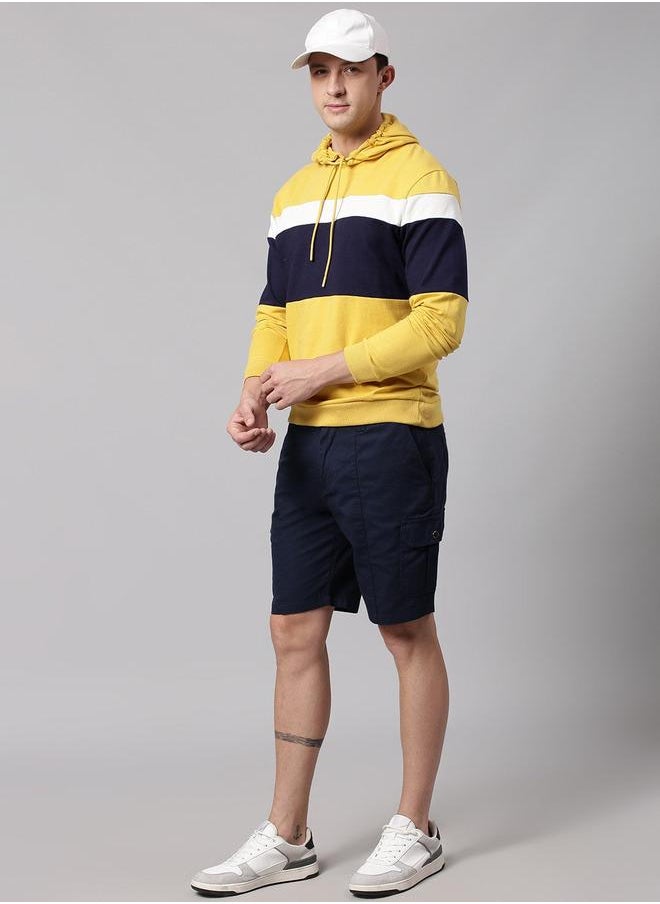 Men's Ochre Cotton Blend Solid Pattern Regular Fit Sweatshirt