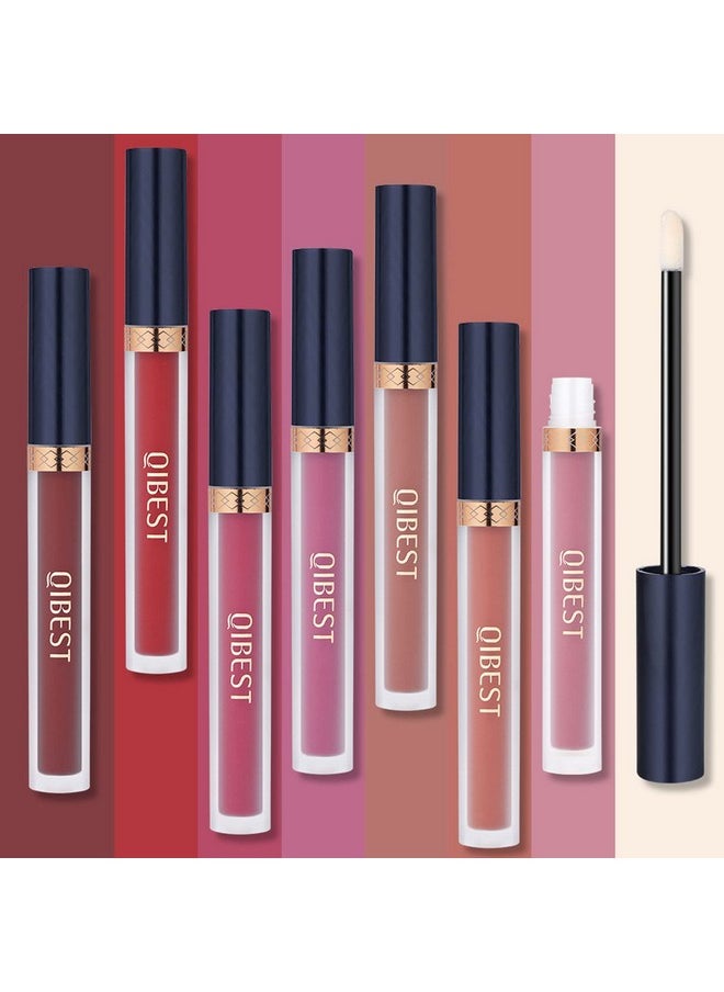 QiBest 7Pcs Matte Liquid Lipstick + 1Pcs Lip Plumper Makeup Set Kit, Pigmented Long Lasting Lip Gloss Set, Velvet Waterproof Halloween Lip Makeup Valentine's Day Gift Sets for Girls and Women