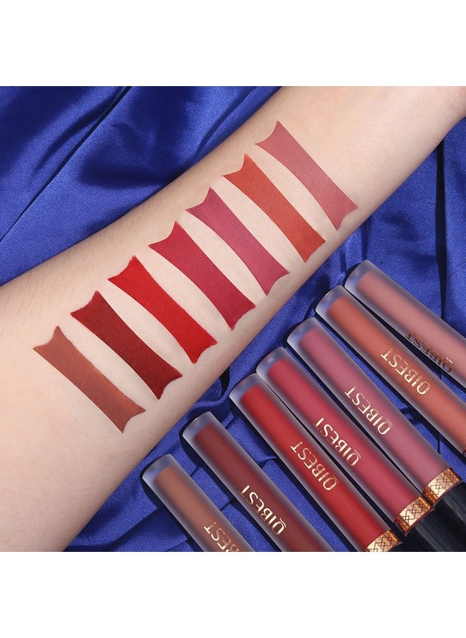 QiBest 7Pcs Matte Liquid Lipstick + 1Pcs Lip Plumper Makeup Set Kit, Pigmented Long Lasting Lip Gloss Set, Velvet Waterproof Halloween Lip Makeup Valentine's Day Gift Sets for Girls and Women