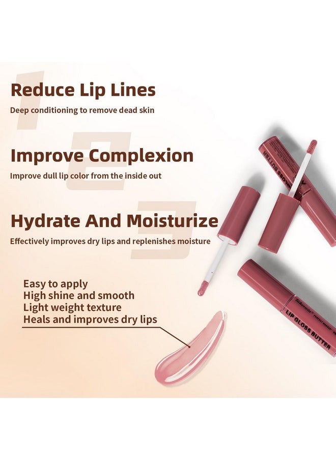 HOSAILY Lip Liner Butter Gloss Set, Dark Brown Plumping Lip Liner Lip Pencil Moisturizing Lightweight Lip Gloss Lip Combo, High Shine Glossy Lip Tint Lip Stain Makeup Long Lasting Lip Care for Women