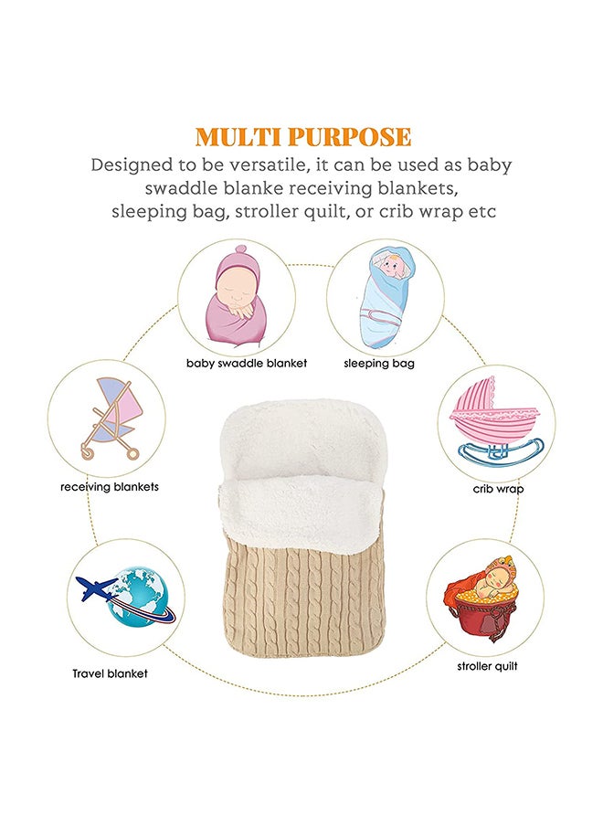 Premium Quality Newborn Knitted Swaddle Adjustable Infant Wrap Blanket Sleeping Bag-Beige