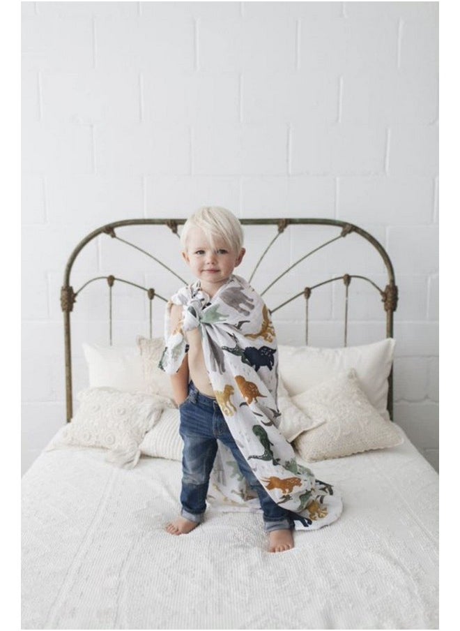 Little Unicorn Premium Cotton Swaddle Baby Blanket | Breathable Fabric | for swaddling, Play, Nursing & More (Dino Friends)