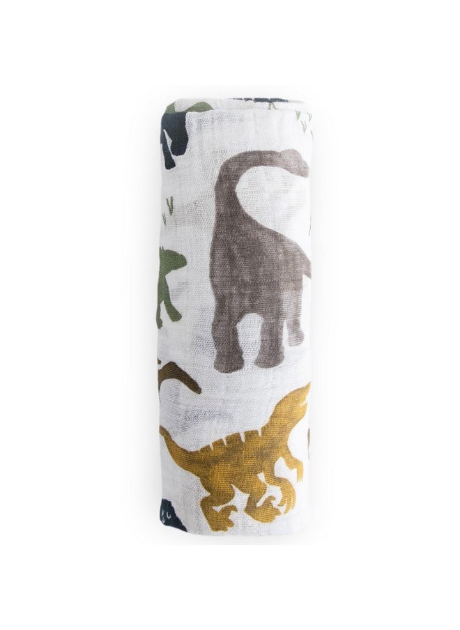 Little Unicorn Premium Cotton Swaddle Baby Blanket | Breathable Fabric | for swaddling, Play, Nursing & More (Dino Friends)