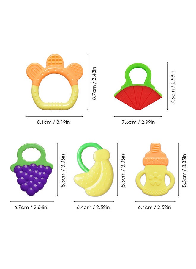 5-Piece Food-Grade Non-Toxic Soft Silicone Fruit Teething Toy With Holder Bpa Free Infant And Toddler Silicone Teethers Soothe Babies Gums  Baby Gift