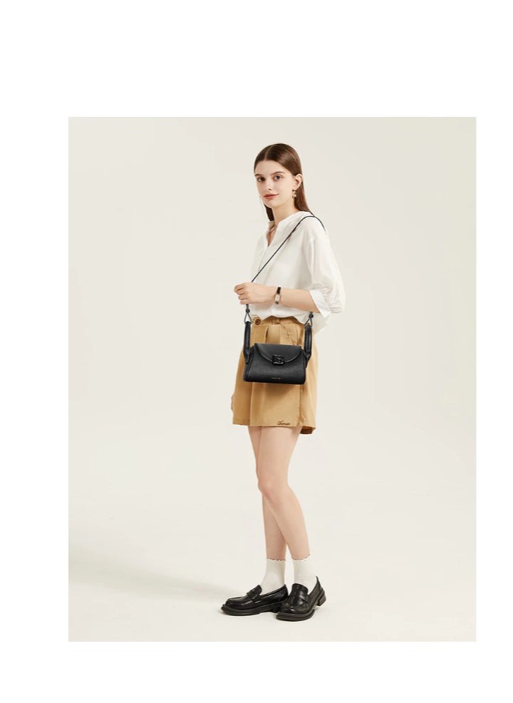 Bostanten Women's Multipurpose Shoulder Bag - Eco-Friendly Vegan Leather with Adjustable Strap / Black