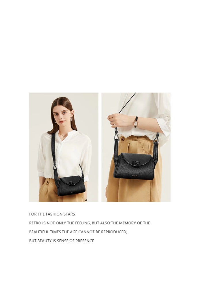Bostanten Women's Multipurpose Shoulder Bag - Eco-Friendly Vegan Leather with Adjustable Strap / Black