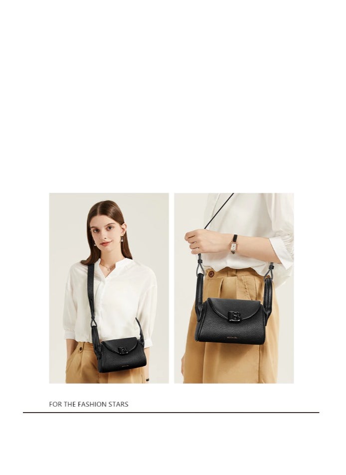 Bostanten Women's Multipurpose Shoulder Bag - Eco-Friendly Vegan Leather with Adjustable Strap / Black