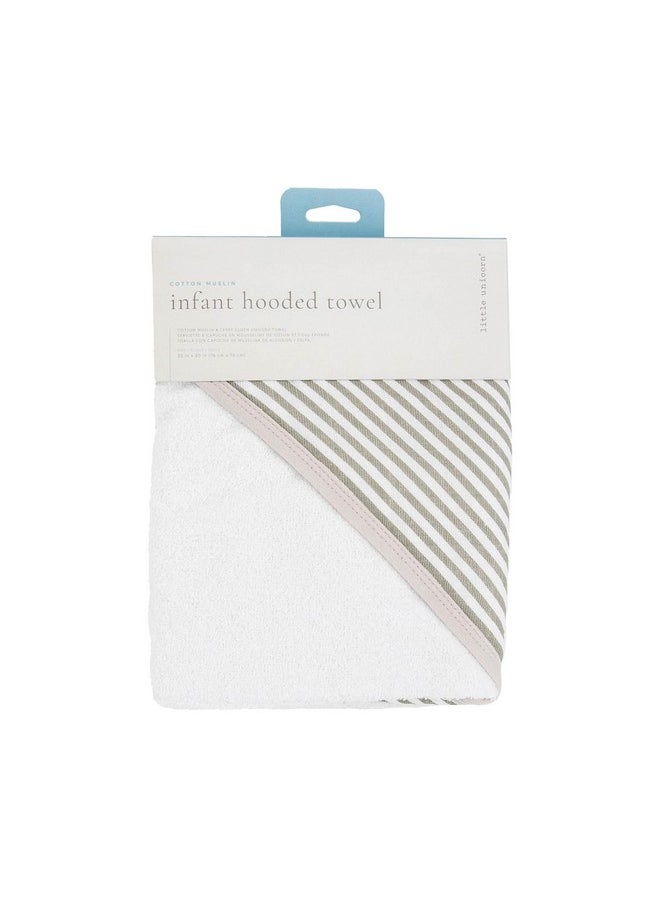 Little Unicorn Premium Infant Hooded Bath Towel| Soft & Absorbent Cotton & Terry Fabric for Newborns (Grey Stripe)
