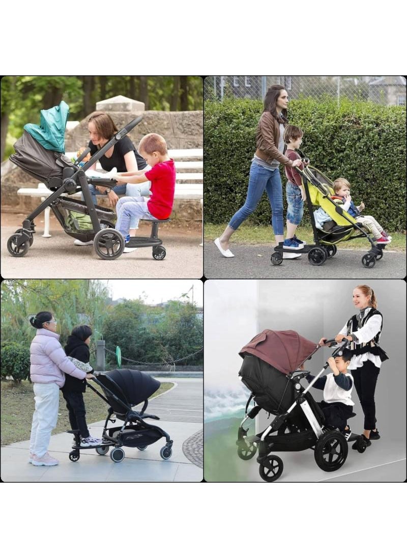 Universal Stroller Board Pedal 2 In 1 Stroller Board With Seat,Stroller Auxiliary Pedal Adjustable Buggy Board Children Standing Plate Sitting Seat Stroller Accessory（Blue）