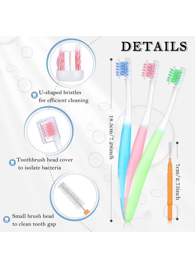 6 Pieces Brace Toothbrush V Shaped Orthodontic Toothbrush with Brush Head 40 Pieces Interdental Brush Soft Bristle Braces Brushes for Cleaning Portable Toothbrushes for Braces (Orange,Medium)