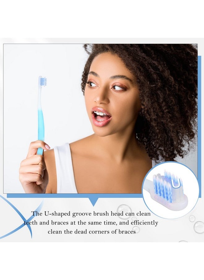 6 Pieces Brace Toothbrush V Shaped Orthodontic Toothbrush with Brush Head 40 Pieces Interdental Brush Soft Bristle Braces Brushes for Cleaning Portable Toothbrushes for Braces (Orange,Medium)