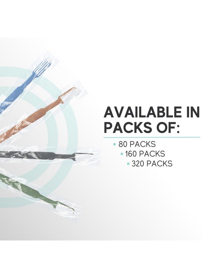 160 Prepasted Disposable Toothbrushes Individually Wrapped - Single Use Pre Pasted Disposable Toothbrushes with Toothpaste Built In - Waterless Toothbrush for Travel, Airbnb Guests, Hotel, & Camping