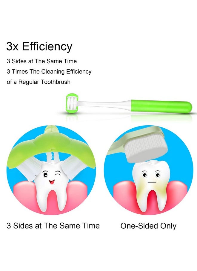 Patelai 4 Pieces Autism Toothbrush for Special Needs Soft Wrap-Around Training Tooth Brush Saving Time for Kids, Gentle Clean Tooth to Completely Cover The Toothbrush (Blue, Yellow, Green, Red)