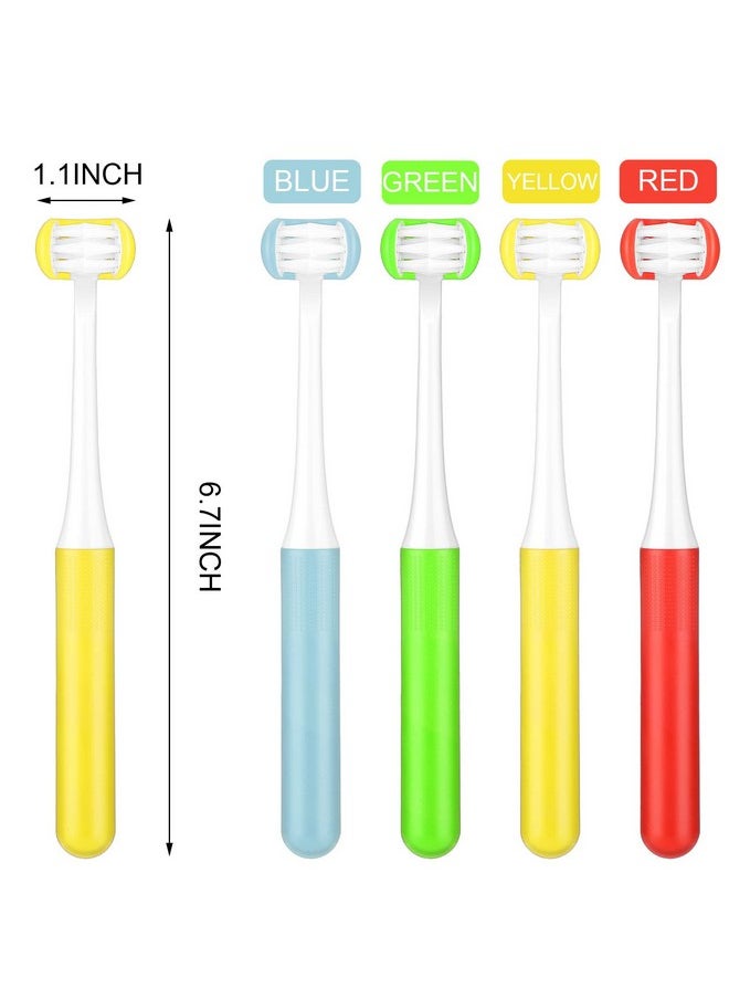 Patelai 4 Pieces Autism Toothbrush for Special Needs Soft Wrap-Around Training Tooth Brush Saving Time for Kids, Gentle Clean Tooth to Completely Cover The Toothbrush (Blue, Yellow, Green, Red)