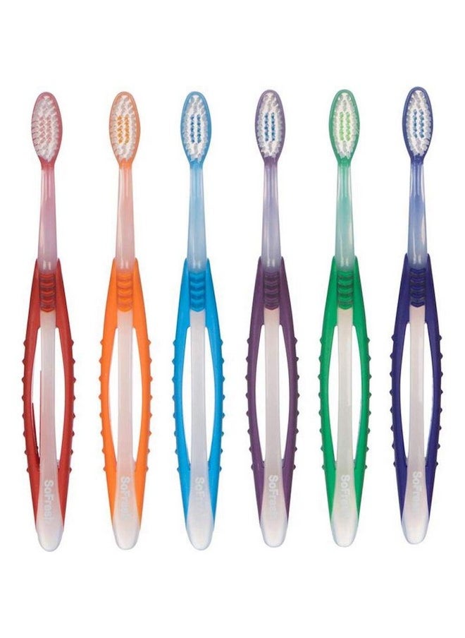 SoFresh Adult Flossing Toothbrush Wide Grip 6 Pack Bundle