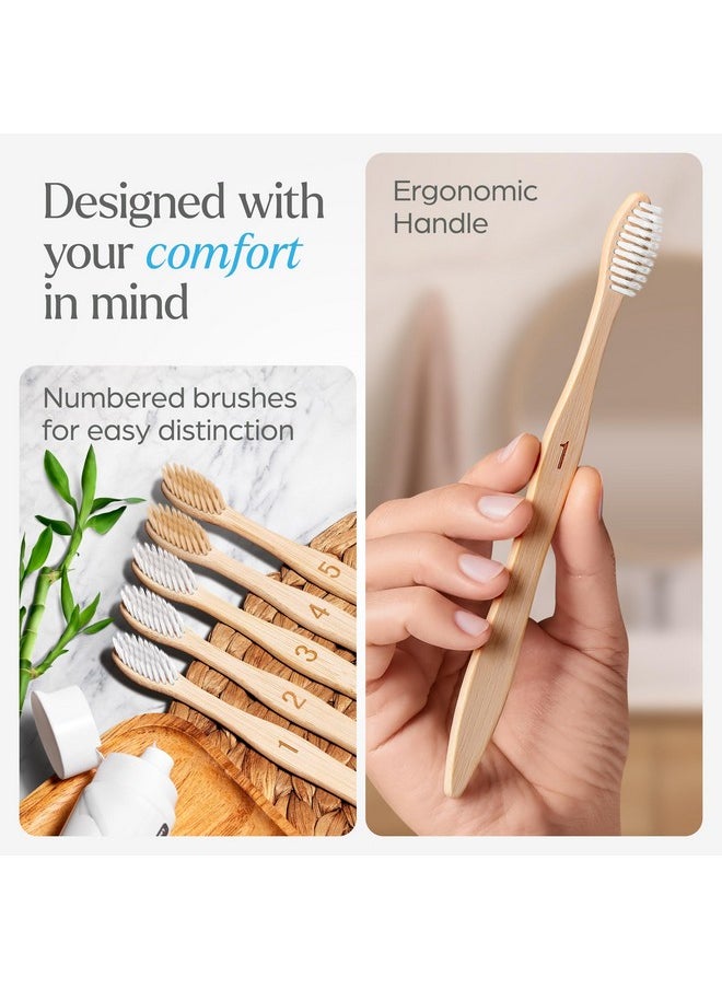 VIVAGO Bamboo Toothbrushes Extra Soft Bristles 10 Pack - BPA Free Extra Soft Bristles Toothbrushes for Adults, Eco-Friendly, Biodegradable & Compostable Natural Wooden Toothbrush