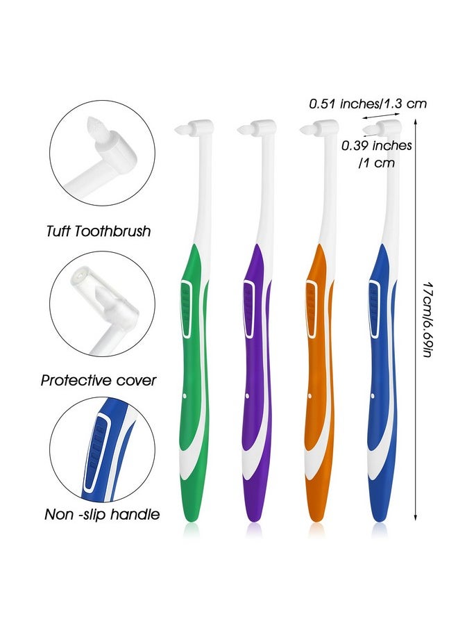 WLLHYF 4 Pcs Tuft Toothbrush Tufted Brush, Interspace Toothbrushes End-Tuft Tapered Trim Toothbrush Soft Trim Orthodontic Interdental Brushes for Detail Cleaning