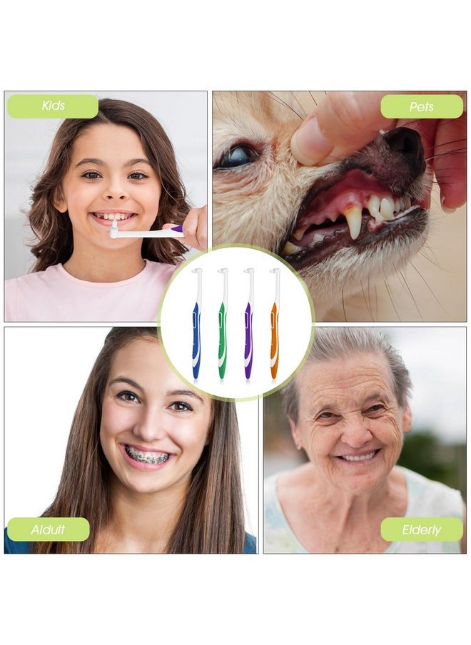 WLLHYF 4 Pcs Tuft Toothbrush Tufted Brush, Interspace Toothbrushes End-Tuft Tapered Trim Toothbrush Soft Trim Orthodontic Interdental Brushes for Detail Cleaning