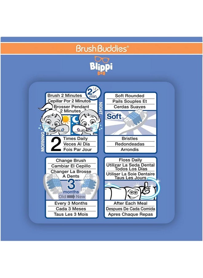 Brush Buddies Blippi Kids Toothbrushes, Manual Toothbrushes for Kids, Toothbrush for Toddlers 2-4 Years, Blippi Childrens Toothbrush, Soft Toothbrushes, 2PK