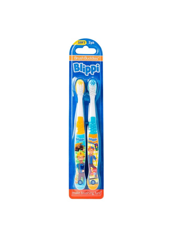 Brush Buddies Blippi Kids Toothbrushes, Manual Toothbrushes for Kids, Toothbrush for Toddlers 2-4 Years, Blippi Childrens Toothbrush, Soft Toothbrushes, 2PK
