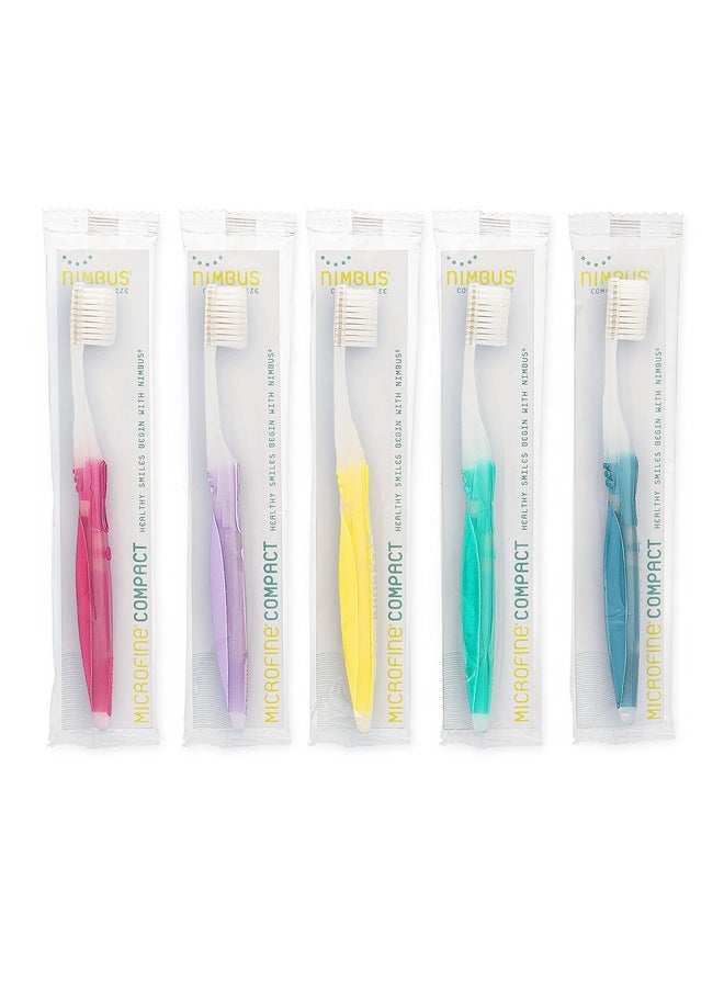 Nimbus Extra Soft Toothbrushes (Compact Size Head) Periodontist Design Tapered Bristles for Sensitive Teeth and Receding Gums, Individually Wrapped Plaque Remover Toothbrush (5 Pack, Colors May Vary)