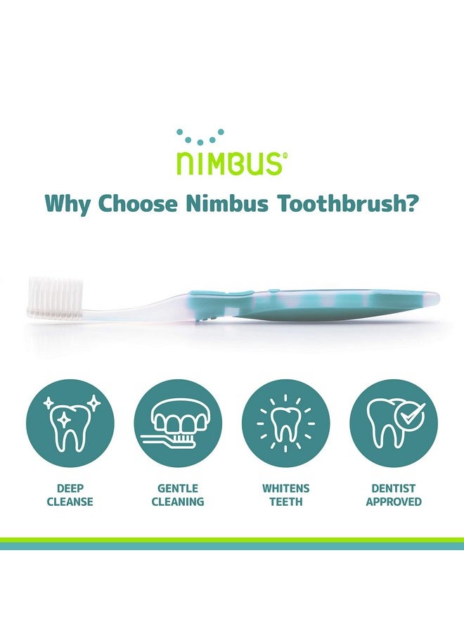 Nimbus Extra Soft Toothbrushes (Compact Size Head) Periodontist Design Tapered Bristles for Sensitive Teeth and Receding Gums, Individually Wrapped Plaque Remover Toothbrush (5 Pack, Colors May Vary)