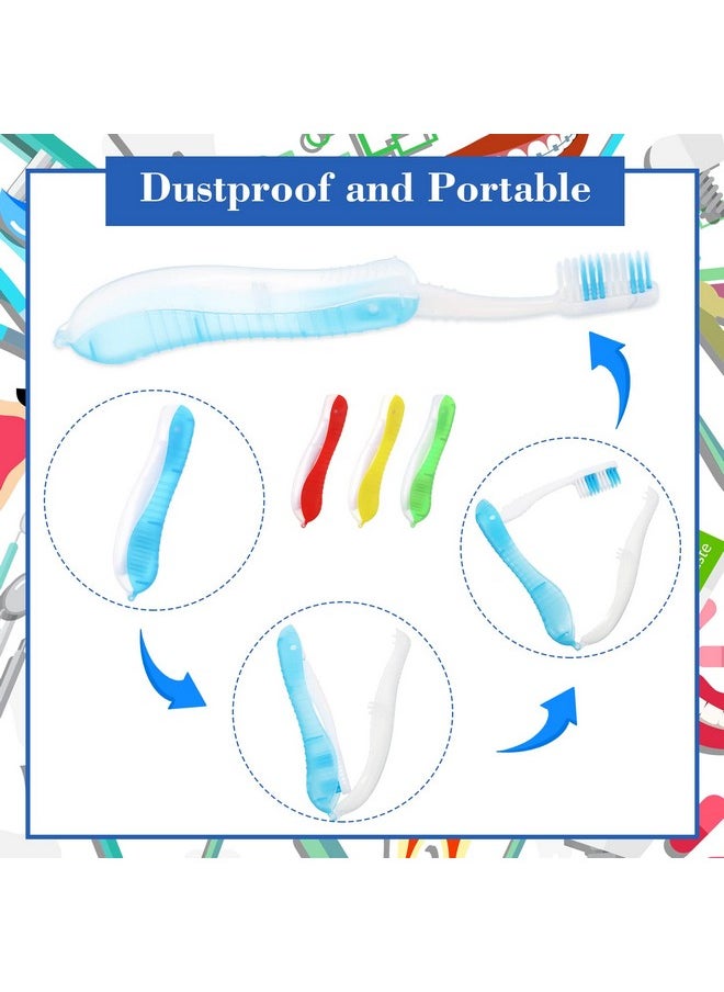 Zopeal 6 Pieces Travel Folding Toothbrush Bulk Portable Toothbrush Built in Cover Travel Size Multi Color Collapsable Backpacking Toothbrush for Hiking Camping Business Trip Daily Use Women Men