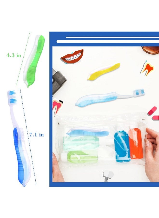 Zopeal 6 Pieces Travel Folding Toothbrush Bulk Portable Toothbrush Built in Cover Travel Size Multi Color Collapsable Backpacking Toothbrush for Hiking Camping Business Trip Daily Use Women Men