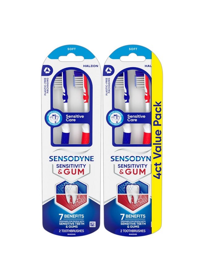 Sensodyne Sensitivity & Gum Soft Toothbrush Designed for Sensitive Teeth, 4-Pack