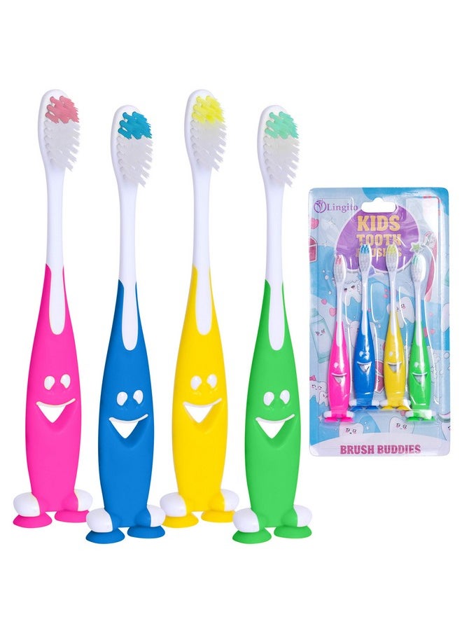 Lingito Kids Toothbrush Extra Soft, Easy Grip for Toddlers Toothbrushes | Children Size Toothbrush Pack Kids Ages 3+