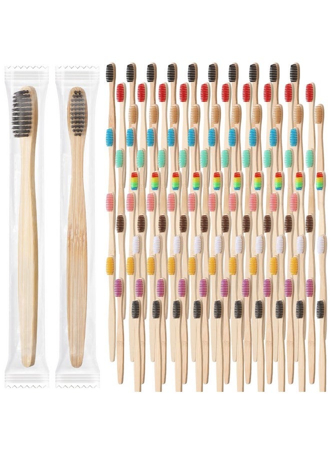 Sieral 120 Pcs Bamboo Toothbrushes Soft Bristle Toothbrush Travel Wooden 7 Inch Manual for Kids Teens Adults Home Travel, Individually Wrapped, 12 Color, Blue,Green,Purple,White