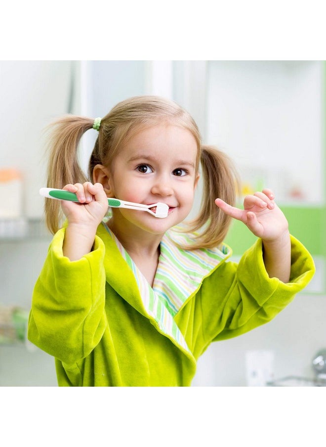 Boao 4 Pieces Three Sided Toothbrush Autism Sensory Toothbrush Bristle Travel Toothbrush for Kids Complete Teeth Gum Care Pretty Good Angle Clean Each Tooth, Soft and Gentle (Green, Blue, Yellow, Red)