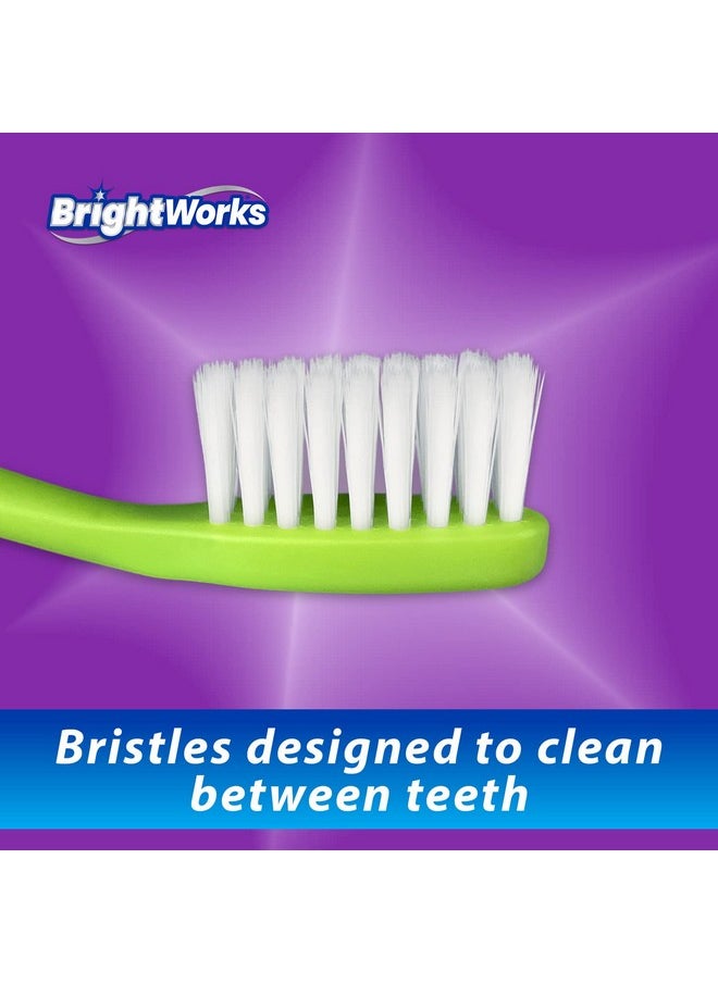 BrightWorks Dazzling Clean Manual Toothbrush (10 Pack), Soft, Bristles Designed to Clean in Between Teeth. Great for Sensitive Teeth or Sensory Issues (multiple colors).