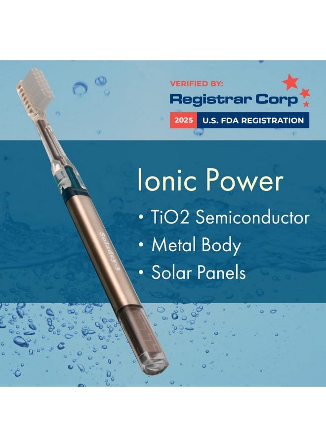 Soladey3 Ionic Toothbrush, Solar Panels and TiO2 Semiconductor, 4 Row Ultra Fine Orange, You can Brush Without Toothpaste