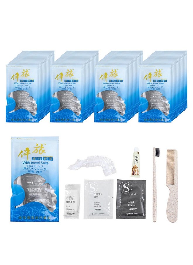 Hygiene Kit, Hygiene Kit Bulk, Individually Packed, Travel Hygiene Kit With Toothbrush, Toothpaste, Comb, Shampoo, Shower Gel, Shower Cap And Soap, Home, Suitable For Hotel, Camping, Travel (PACK-25)