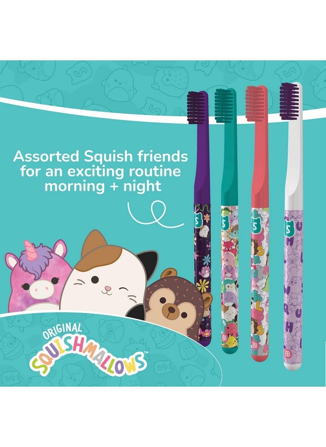 Brush Buddies Squishmallows Assorted Manual Toothbrushes, Soft Toothbrushes, Toothbrushes for Kids and Adults, 4PK