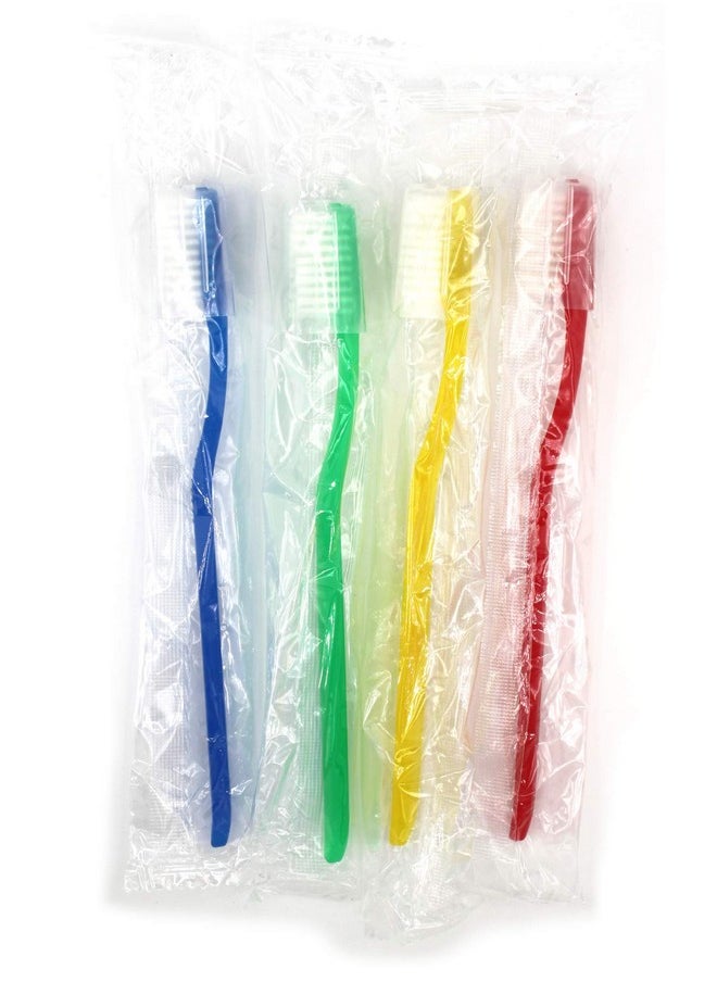 250 Freshmint Toothbrushes with Clear Travel Cap, Soft Nylon Bristles, Individually Wrapped, Assorted Colors