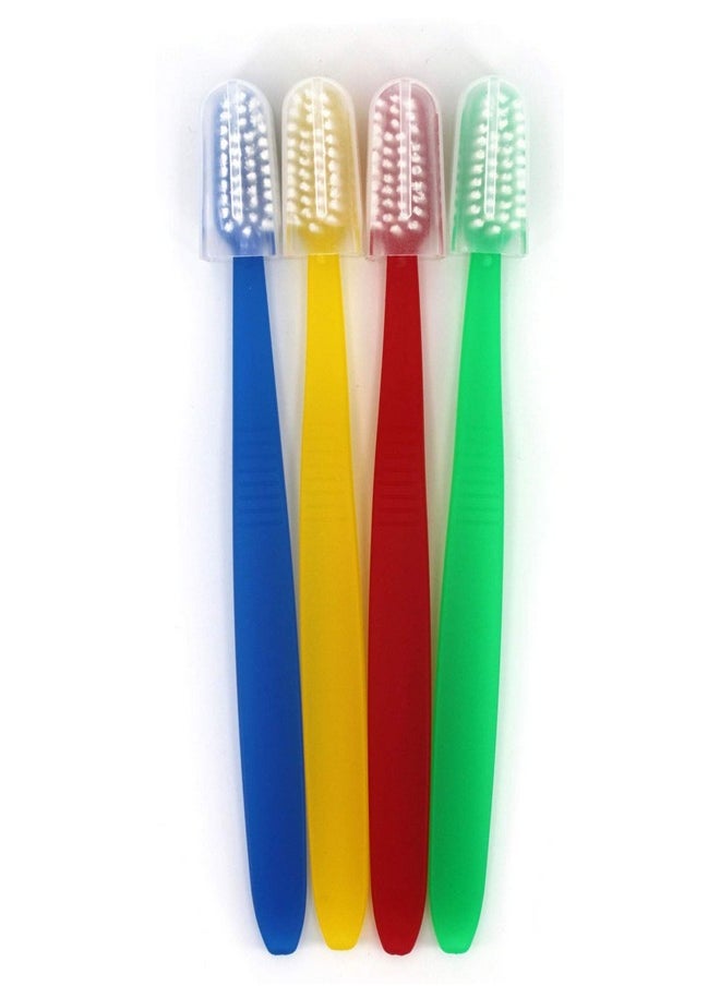 250 Freshmint Toothbrushes with Clear Travel Cap, Soft Nylon Bristles, Individually Wrapped, Assorted Colors