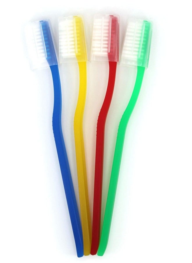 250 Freshmint Toothbrushes with Clear Travel Cap, Soft Nylon Bristles, Individually Wrapped, Assorted Colors