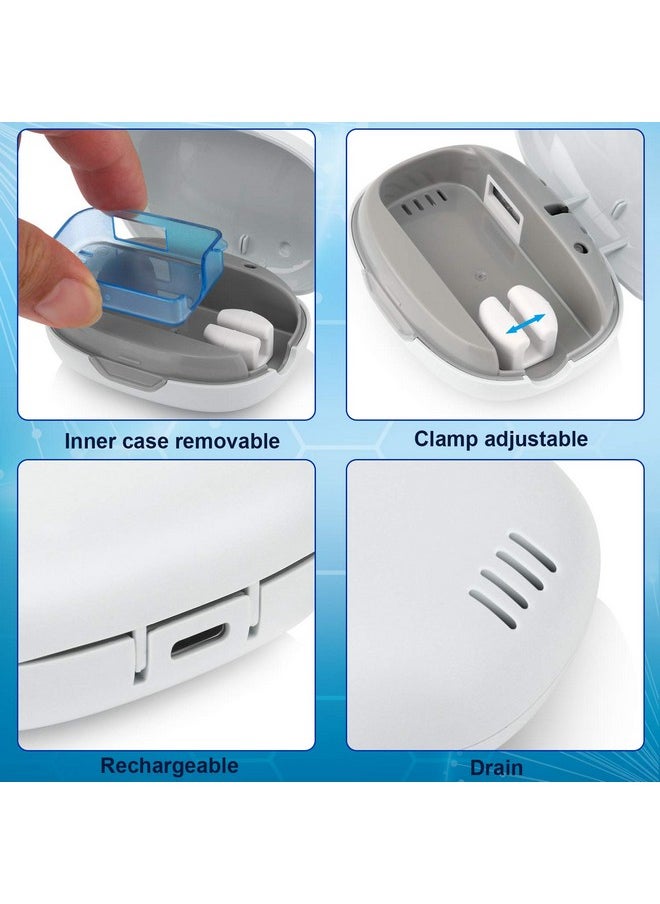 NewWay Mini Toothbrush Sanitizer Cover Rechargeable Travel Toothbrush Case with Holder for Houshold and Traving or Business Trip White