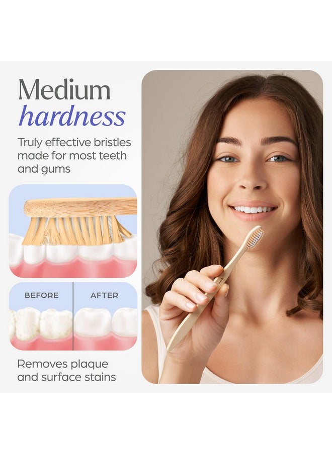 VIVAGO Bamboo Toothbrushes Medium Bristles 10 Pack - BPA Free Medium Bristles Toothbrushes for Adults | Eco-Friendly, Compostable & Biodegradable Toothbrush | Natural Wooden Toothbrushes