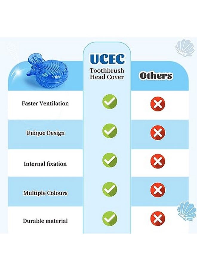 UCEC 6 Pack Toothbrush Covers Caps, Toothbrush Protector Head Covers Case, Toothbrush Cover Cap Plastic Clip, Tooth Brush Cover for Travel, Camping, Bathroom, School, Business