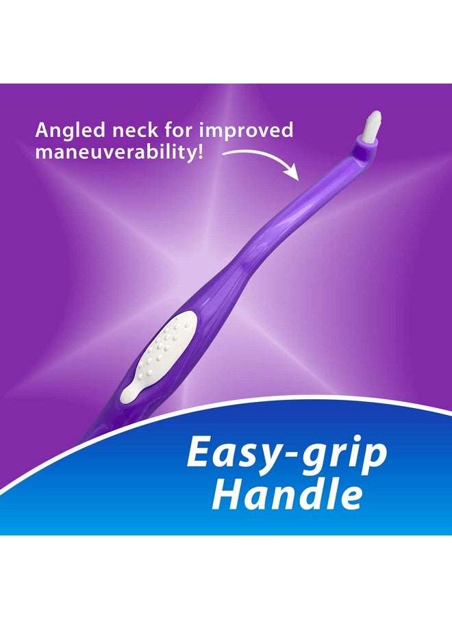 BrightWorks Manual End Tuft Brush, Cleans Difficult Areas Such as Around Crowns, Bridges, implants and Wider Gaps Between Teeth (Pack of 3)
