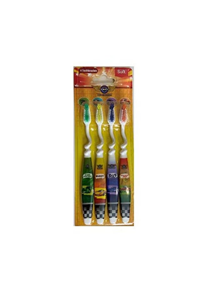 The Toon Studio Car 4-Count Kids Toothbrush, Soft