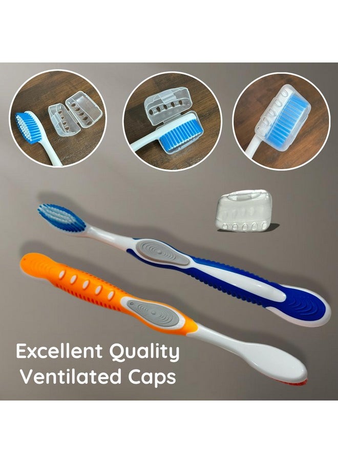 ALAZCO Value Set of 7 Tooth Brush Medium Bristles Toothbrush Comfort Hold Soft Silicone Non-Slip & Ergonomic Includes 4 Ventilated Covers Easy Storage & Travel BPA- Free